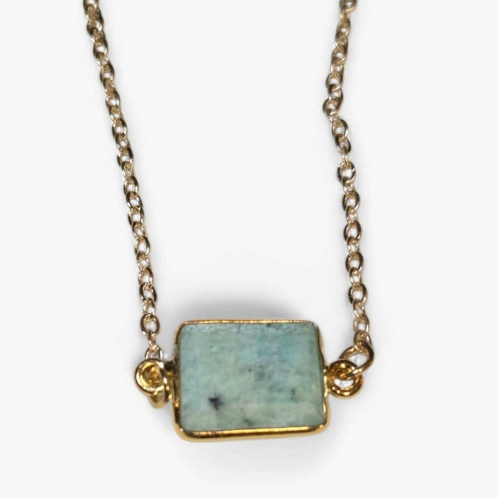 Amazonite Stone 16k Gold Plated Necklace